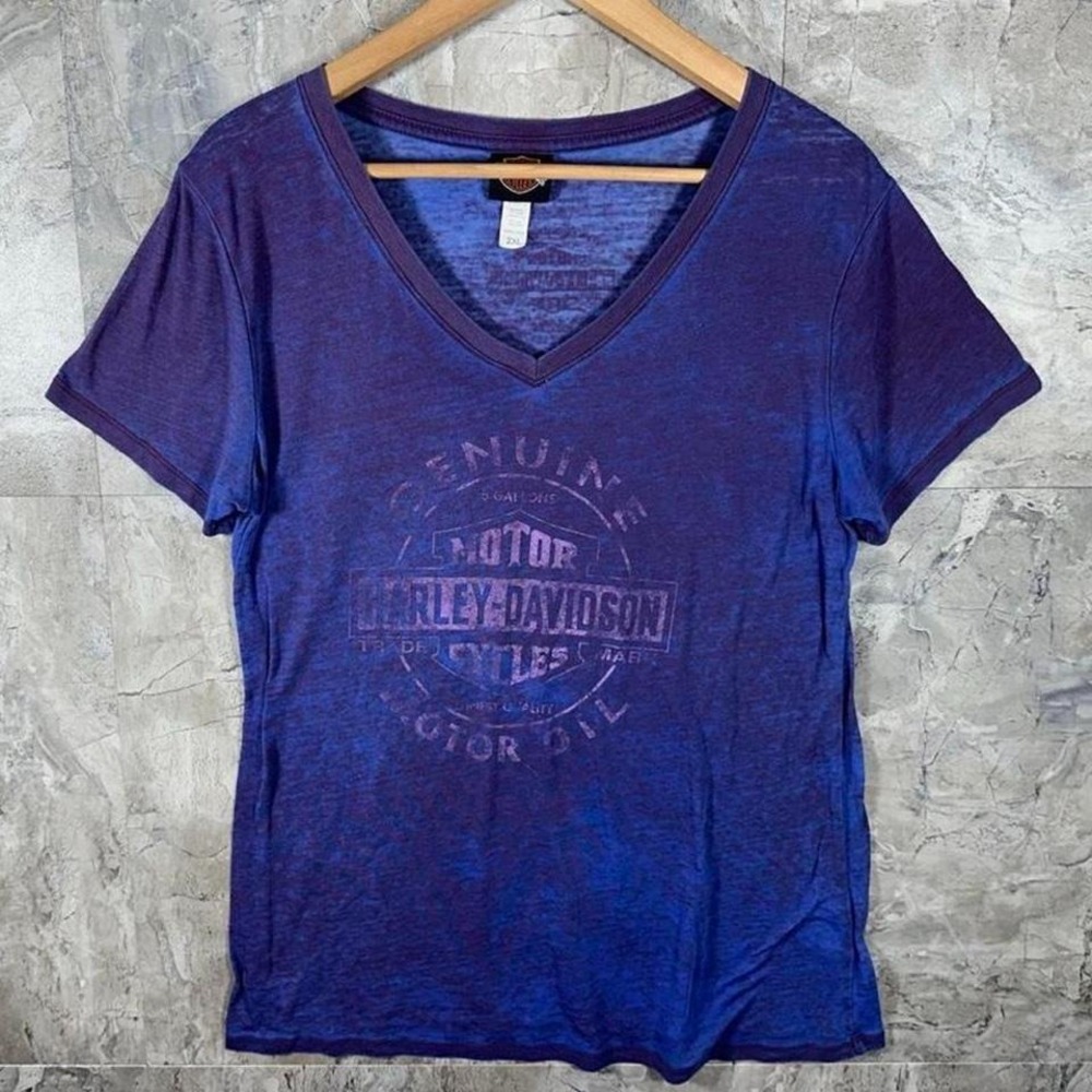 Harley Davidson see through purple V-neck tee shirt Woman's Size XXL